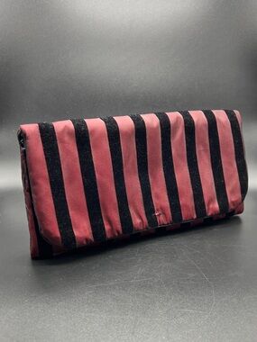 Vintage Christian Dior Fold Out Jewelry Cosmetic Clutch Satin Velvet Stripe